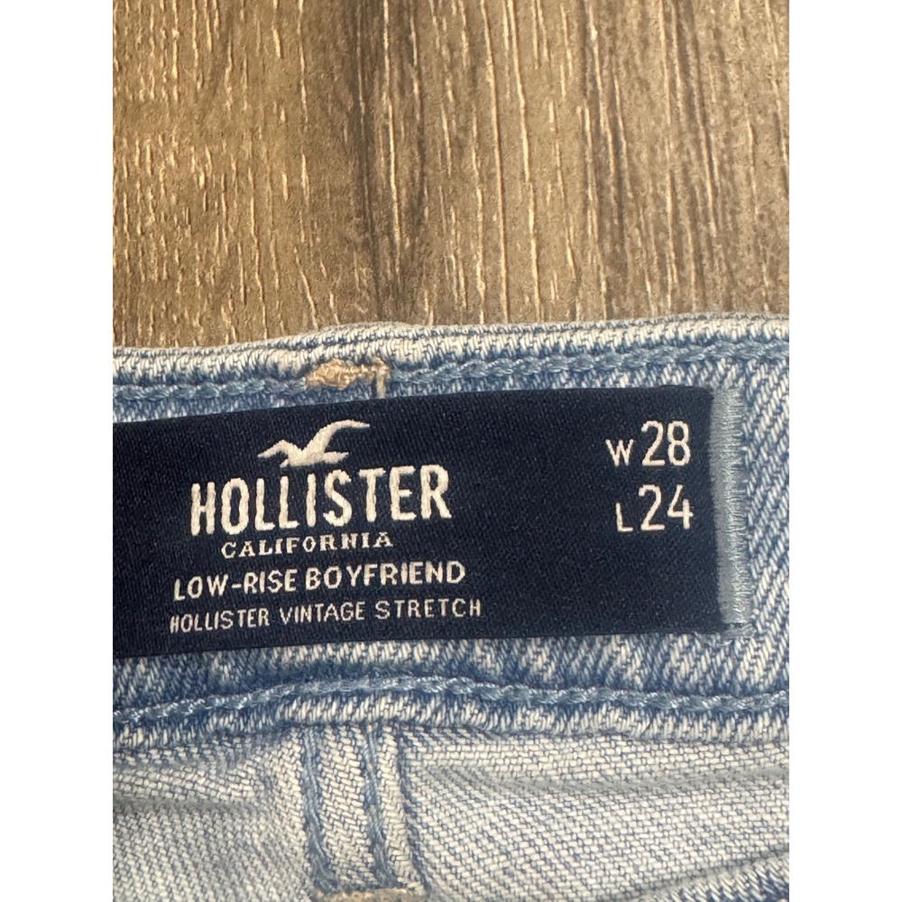 Hollister Low-Rise Boyfriend Jeans Light Wash Distressed Vintage Stretch 7S W28 - Picture 4 of 10